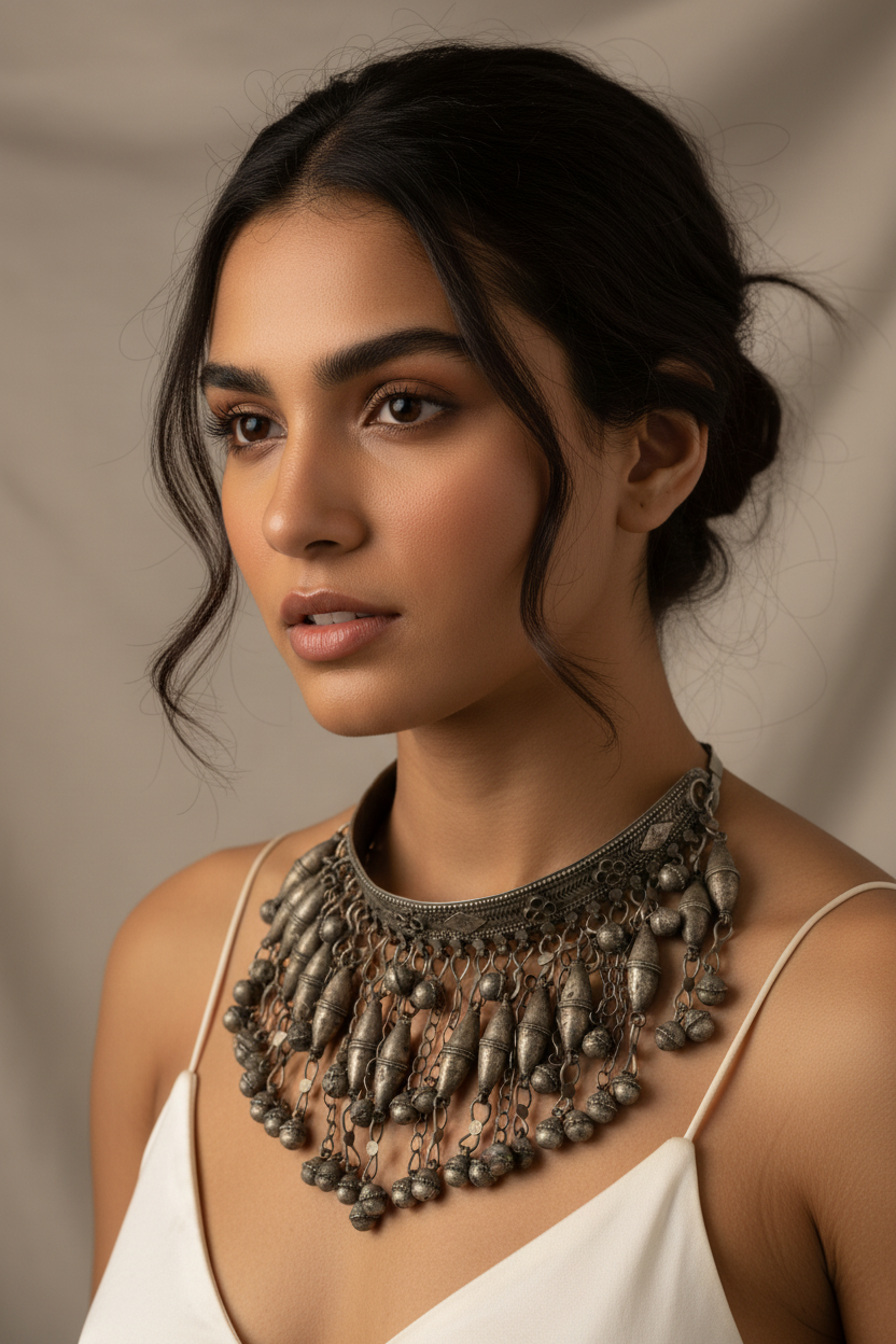 Vintage Saudi Bedouin Torc Bib Necklace