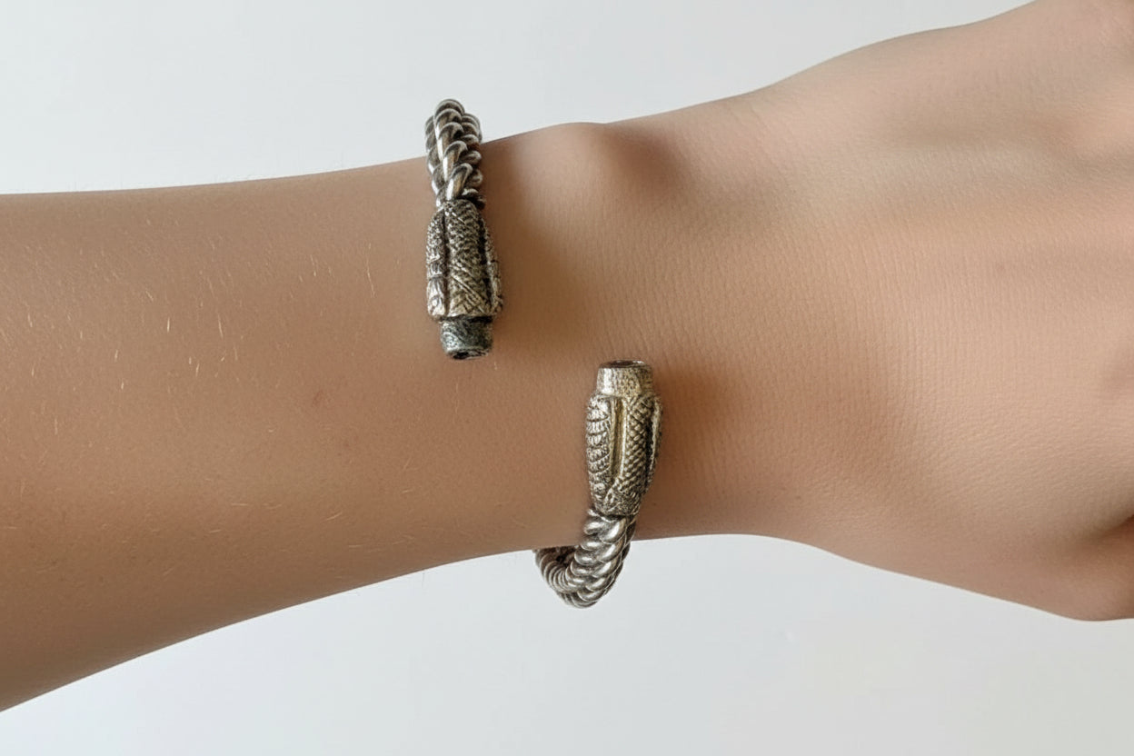 Vintage Silver Double Headed Snake Bracelet