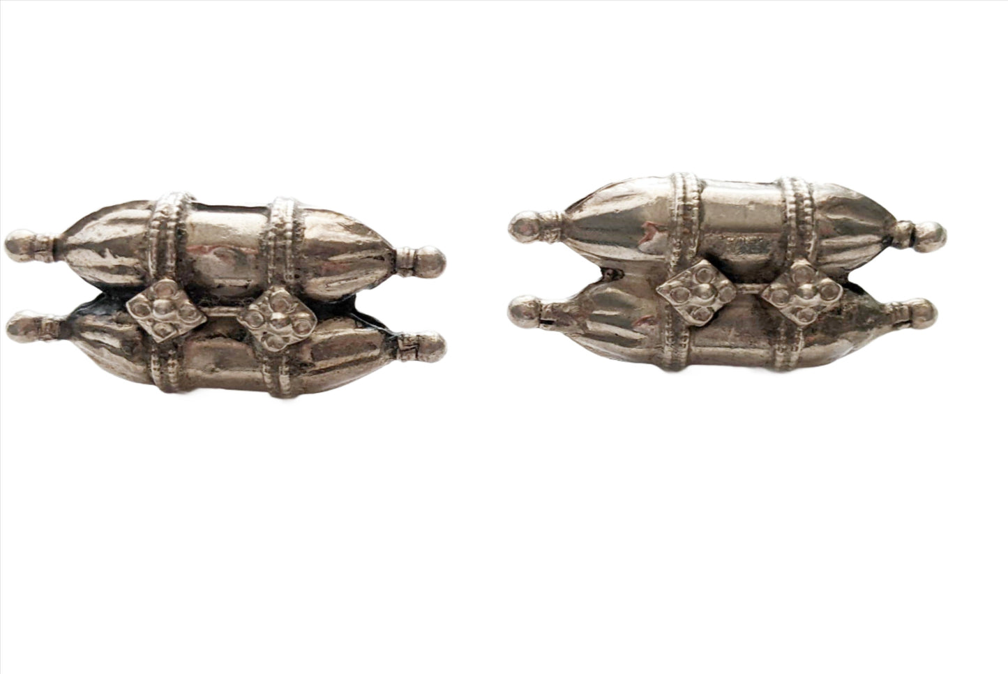 Vintage Indian Silver Amulet Screw back Earrings