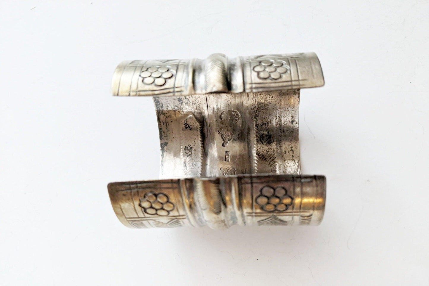 Vintage 800 Silver Berber Wide Cuff Bracelet by Muhammad Makkawi - Anteeka