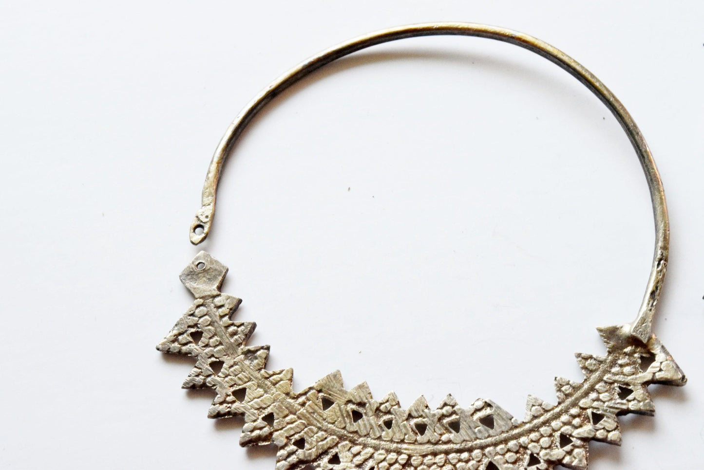 Vintage Algerian Silver Large Hoop Earrings - Anteeka