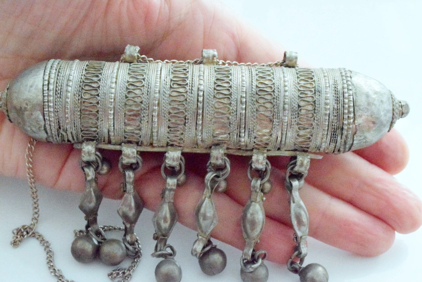 Vintage Bedouin Cylindrical Amulet Box Pendant - Anteeka