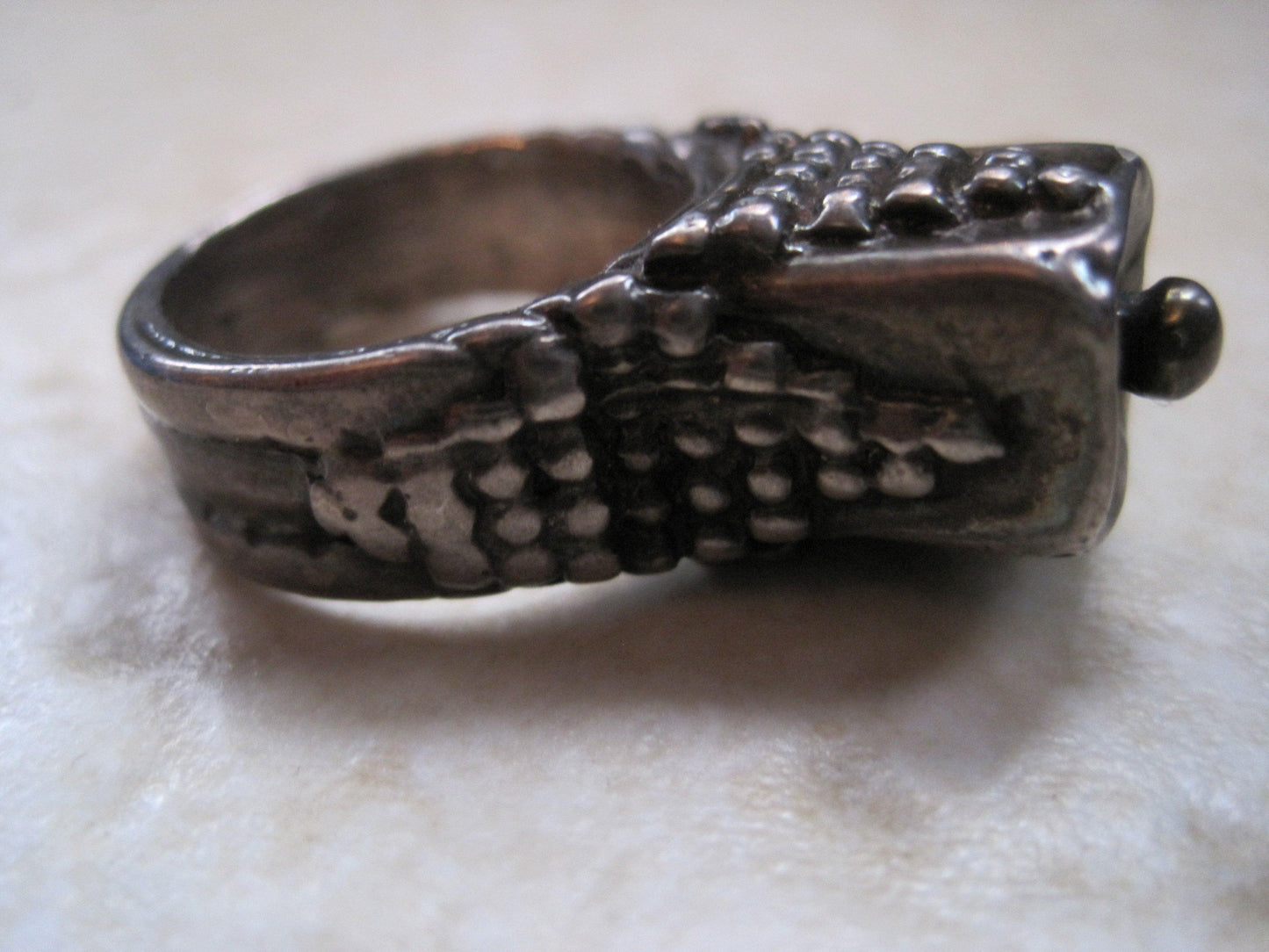 Vintage Bedouin Ring - Tribal Silver Plated Tower Ring - Size 8 - Anteeka