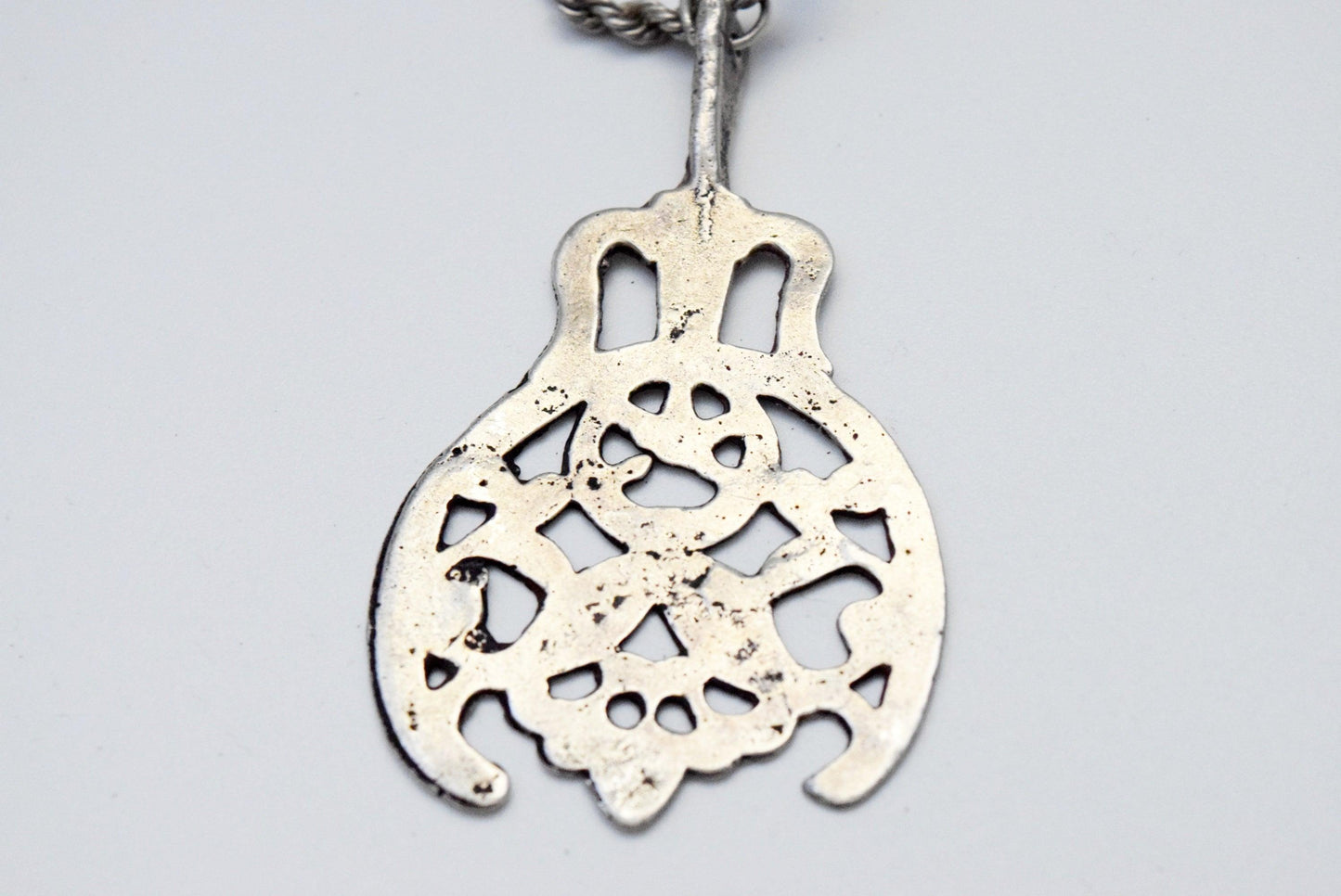 Vintage Berber Silver Salhayat Pendant with Rope Chain - Anteeka