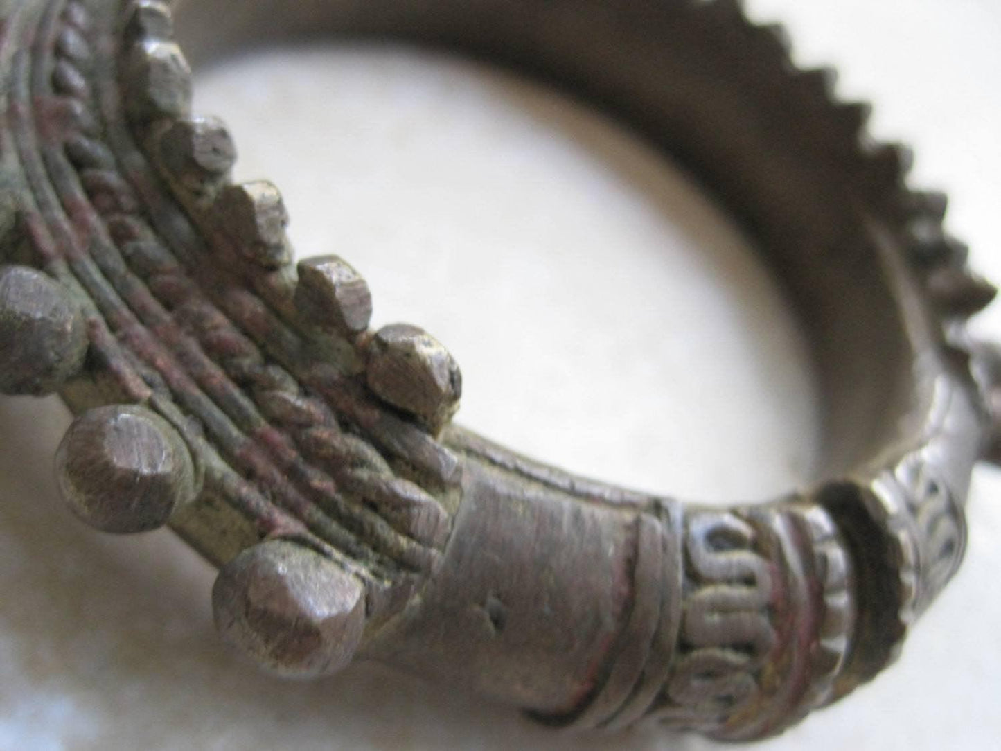 Vintage Bronze Bracelet - Asian Rattle Dance Bangle - Spike Bracelet - Anteeka