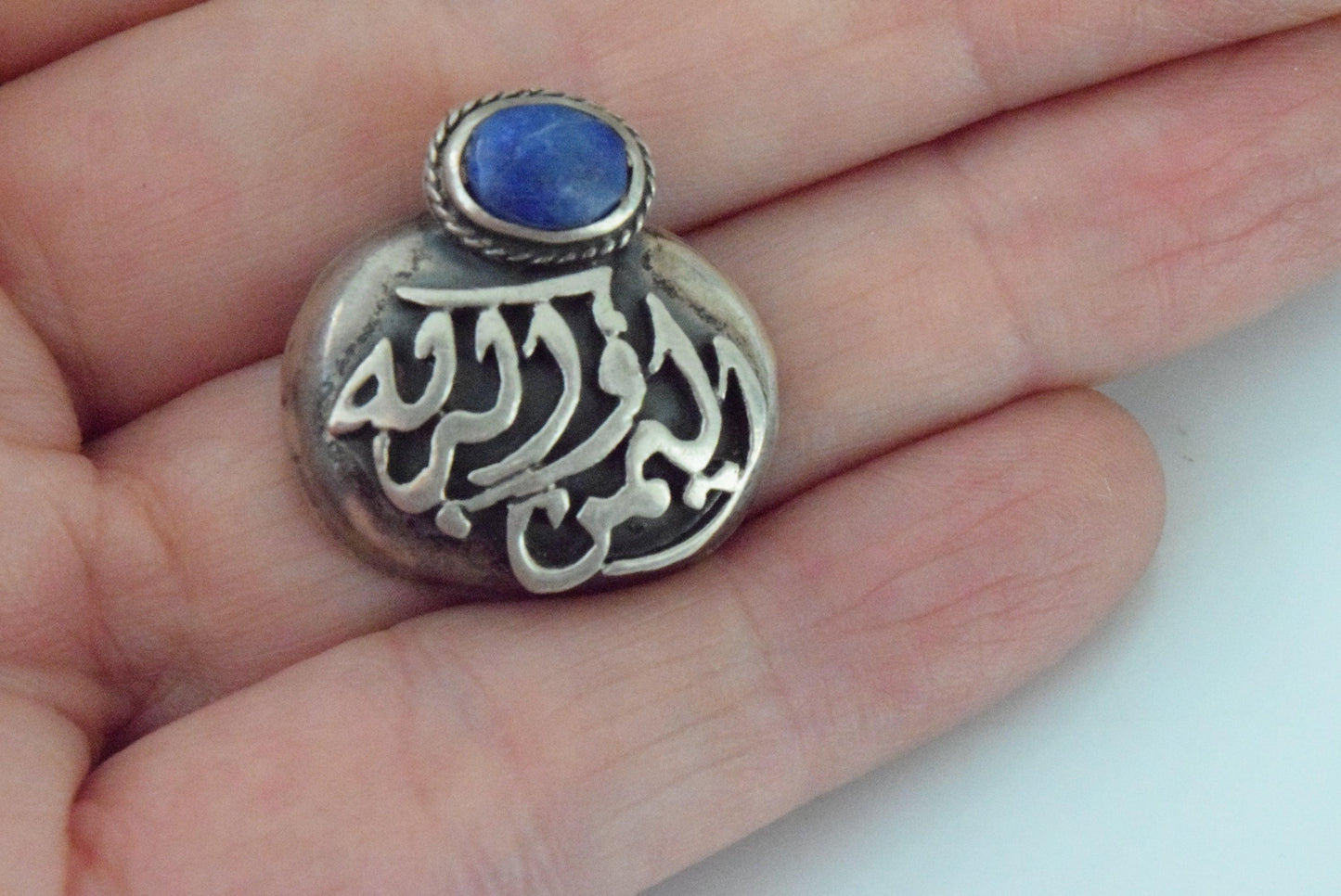 Vintage Egyptian Arabic Calligraphy Sterling Silver Pendant - Anteeka