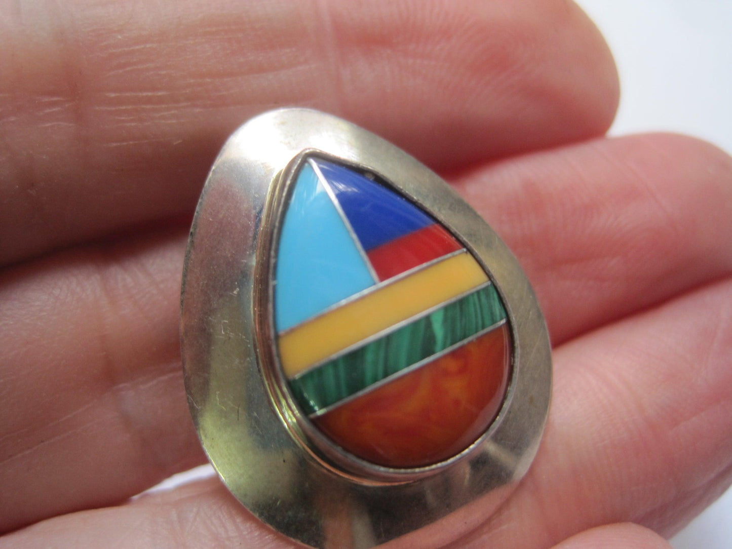 Vintage Gem Inlay Southwestern Post Earrings - Anteeka