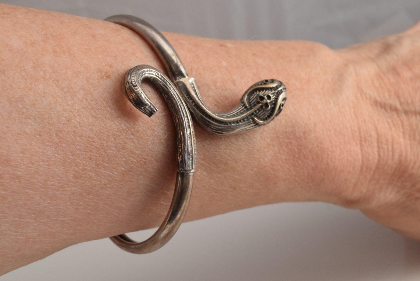Vintage Greek Sterling Snake Bracelet - Anteeka