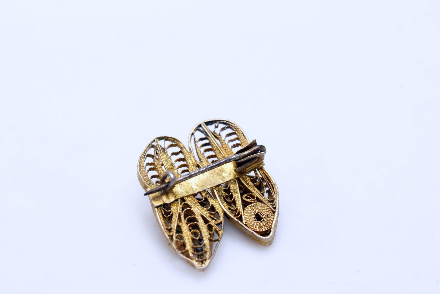 Vintage Middle Eastern Silver Filigree Slipper Brooch - Anteeka