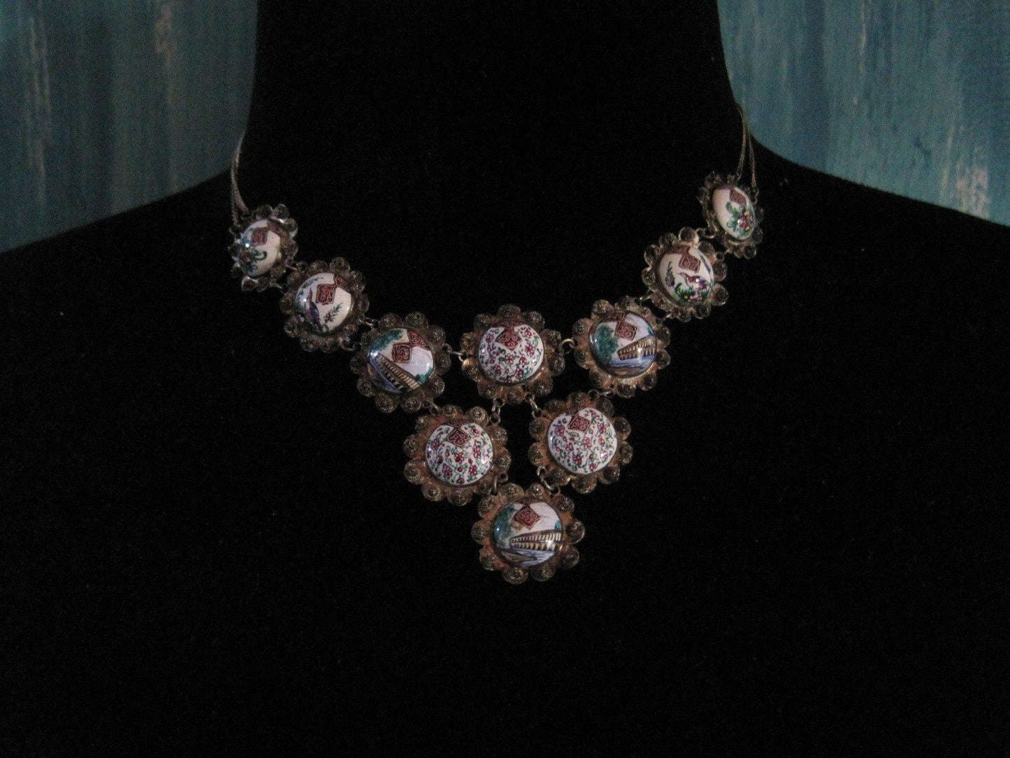 enamel bib necklace