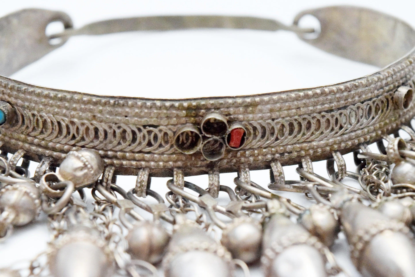 Vintage Saudi Bedouin Silver Bib Necklace - Anteeka