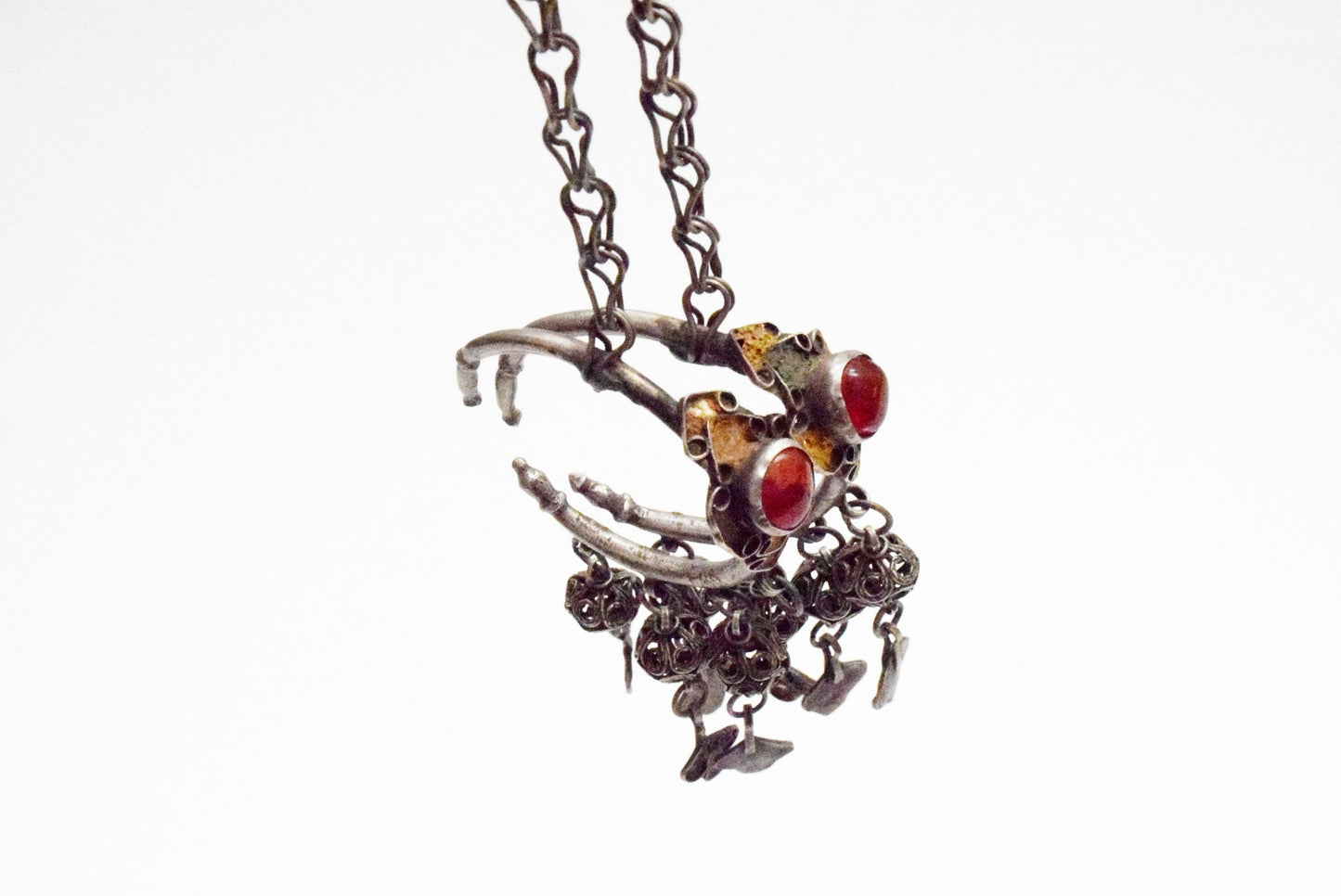 Vintage Silver and Enamel Hoop Earrings with Headpiece from Morocco Anti Atlas Ouarzazate - Anteeka