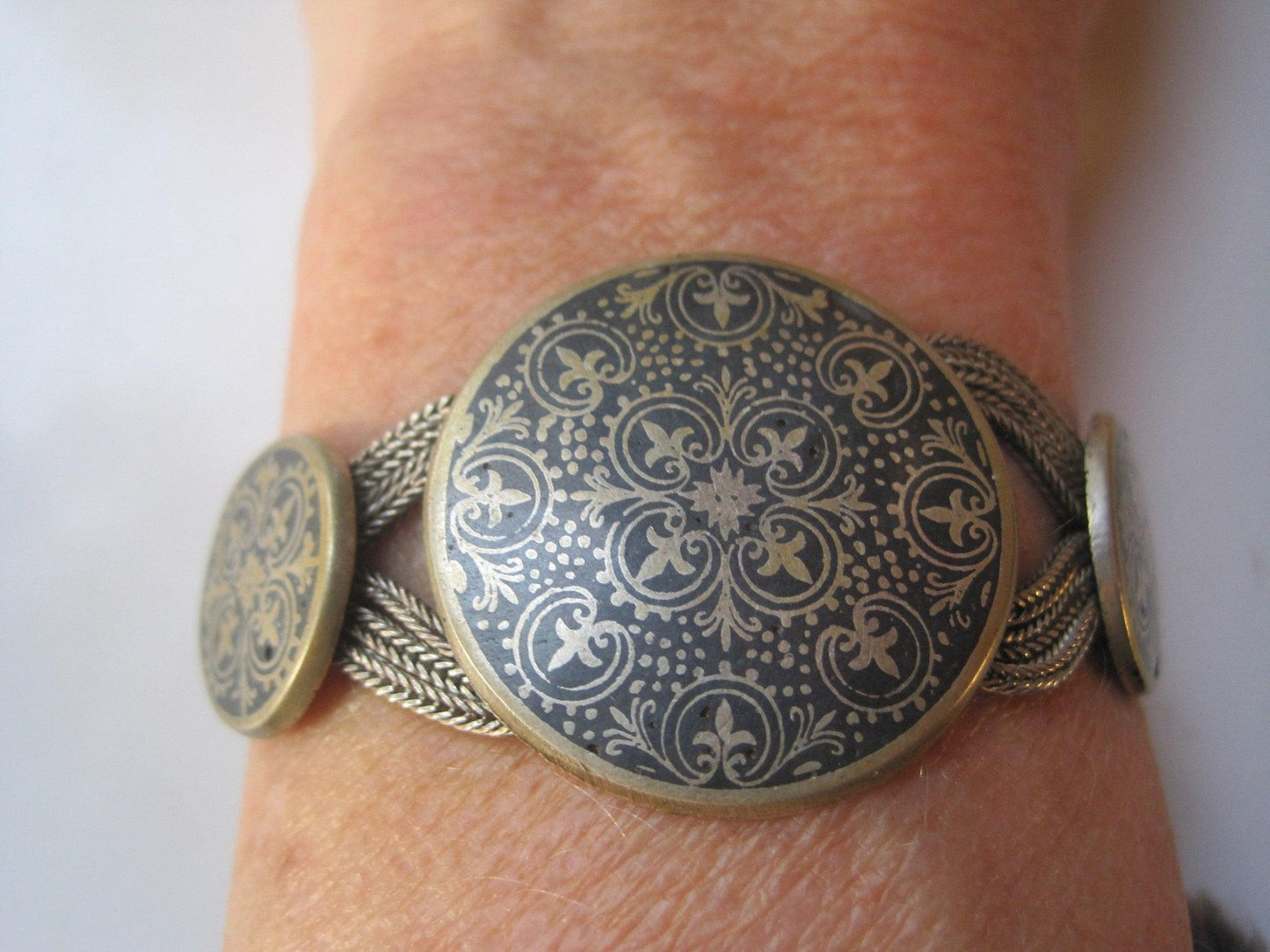 Vintage Silver and Niello Turkish Bracelet - Anteeka