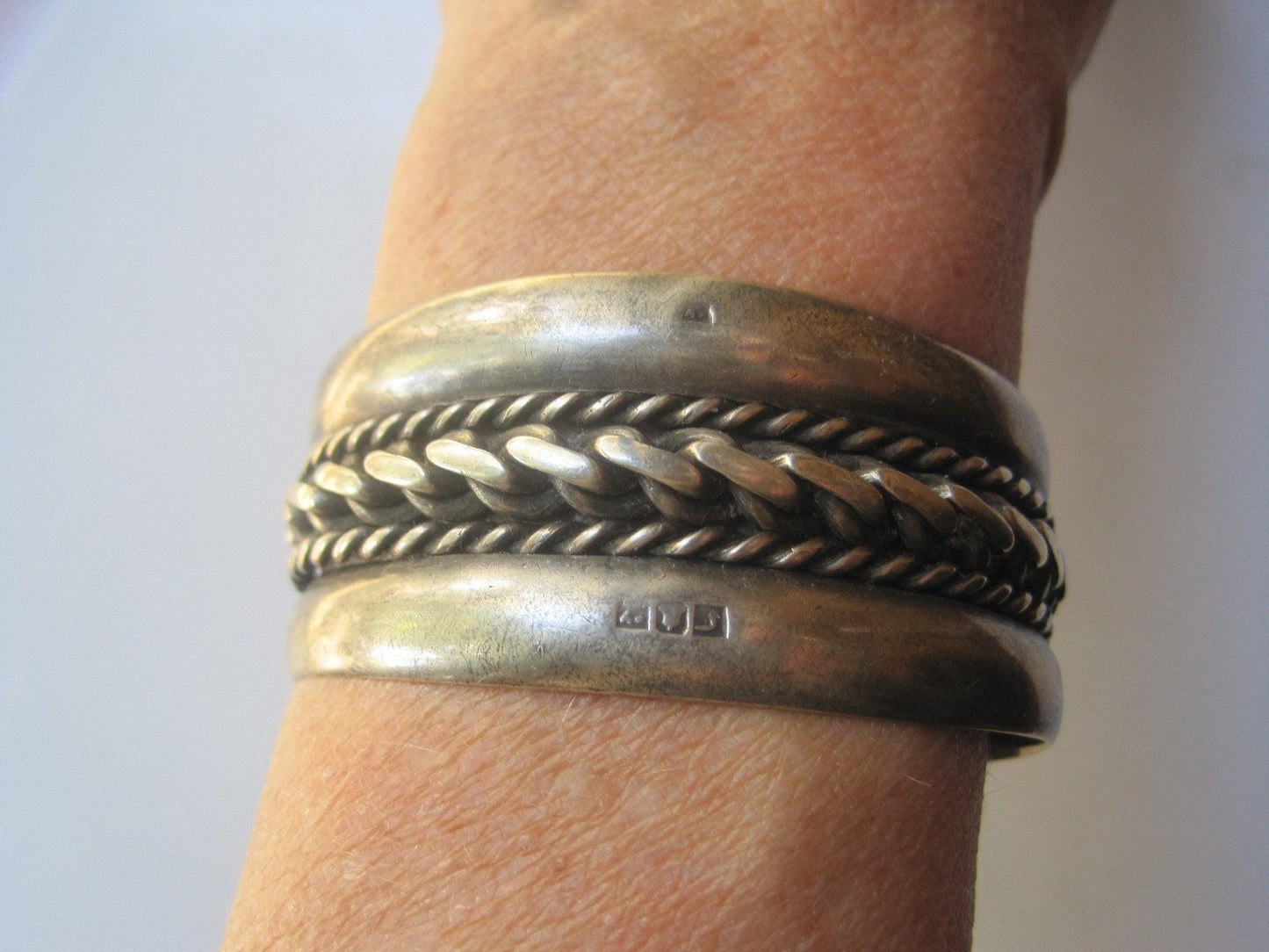 Vintage Silver Bedouin Palestinian Cuff Bracelet 1950's - Anteeka