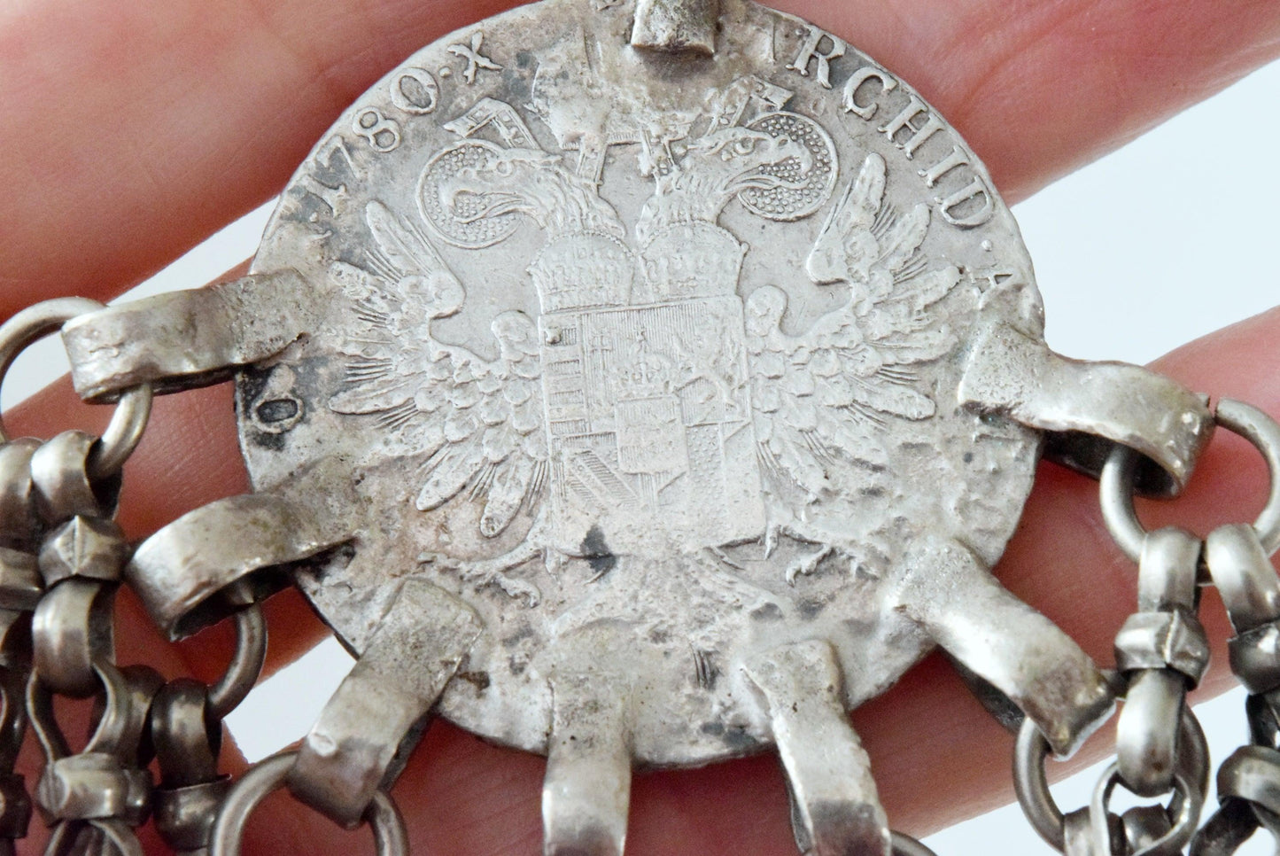 Vintage Silver Bedouin Pendant with Maria Theresa Thaler Coin - Anteeka