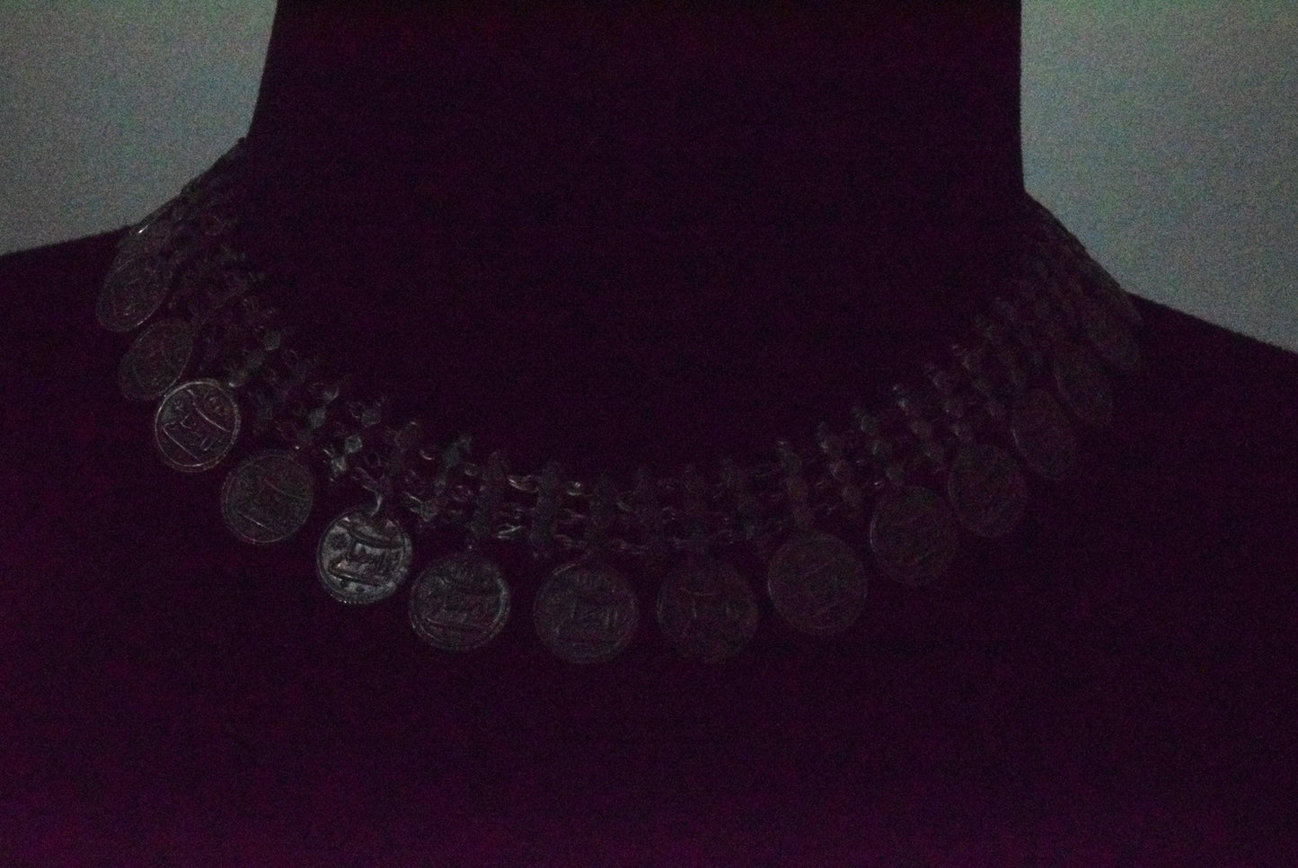 Vintage Silver Indian Kali Pendant Choker Necklace - Anteeka