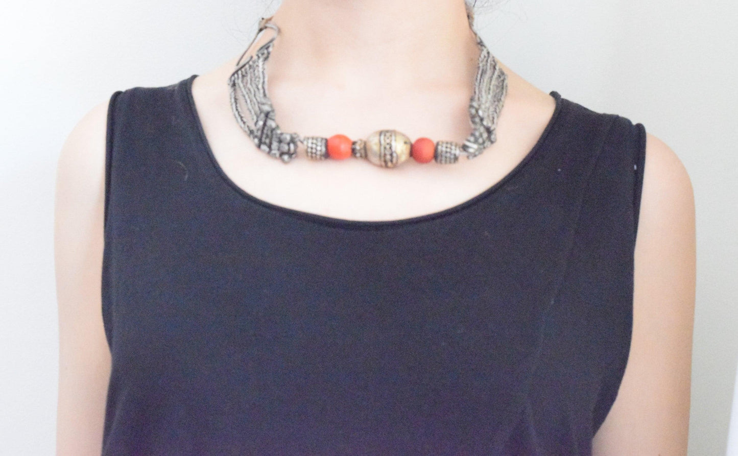 Vintage Silver Omani Makhnaq Choker Necklace - Anteeka