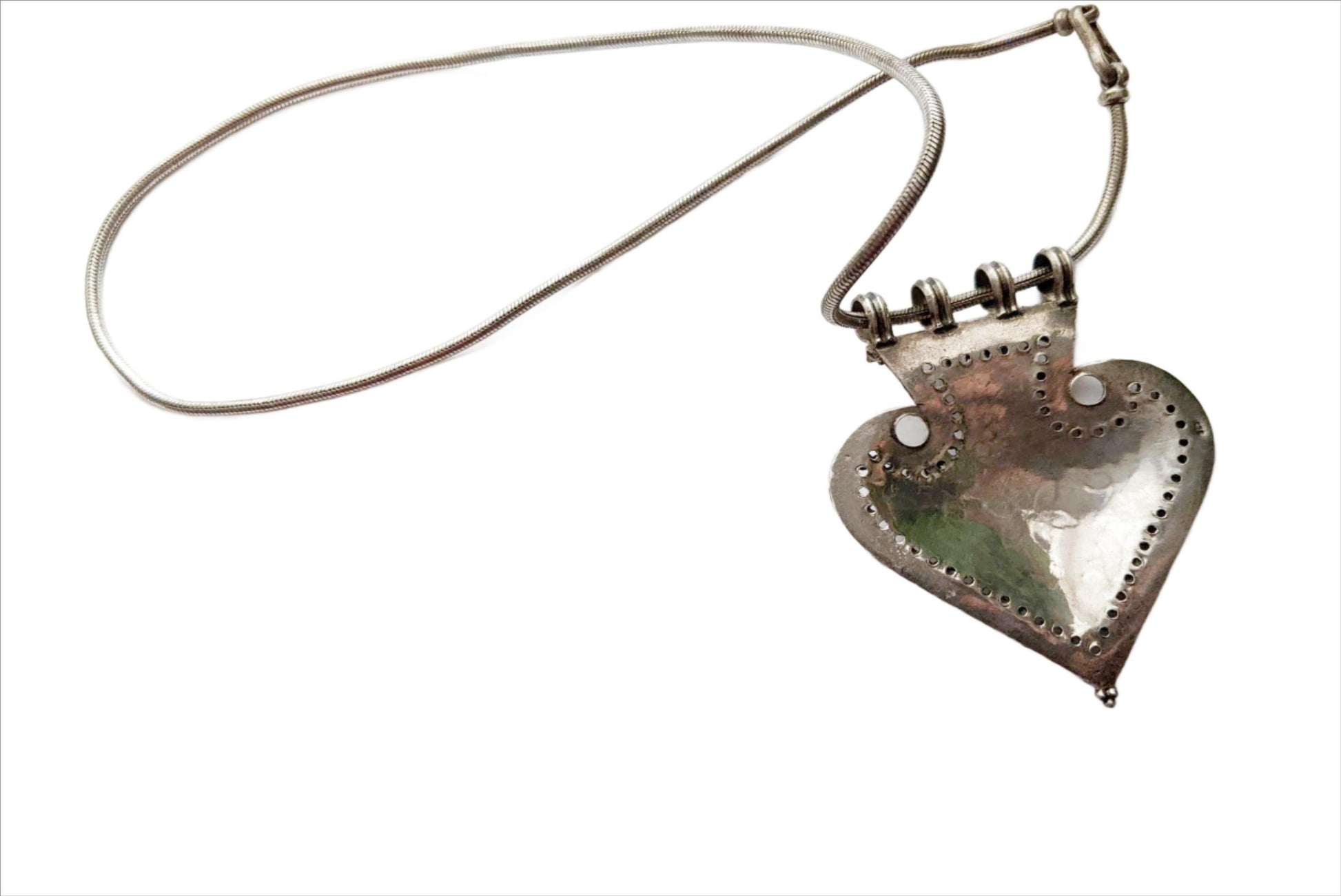 Vintage Silver Tribal Indian Amulet Necklace - Anteeka