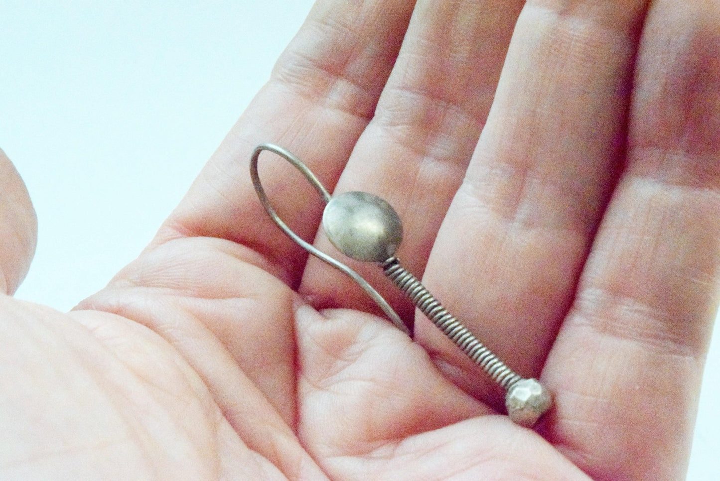 Vintage Silver Vedhla Indian Tribal Earrings - Anteeka