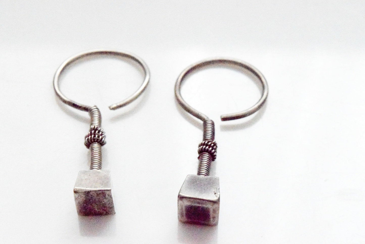 Vintage Small Silver Tribal Earrings from Gujarat - Anteeka