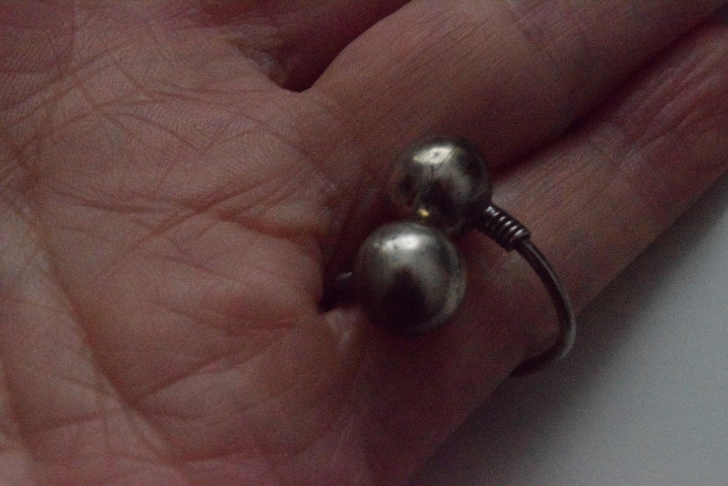 Vintage Sterling Mexican Bypass Ball Ring - Anteeka
