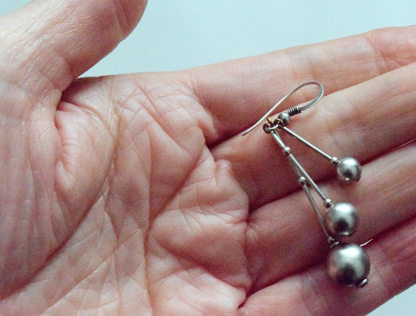 Vintage Sterling Silver Mexican Ball Dangle Earrings - Anteeka