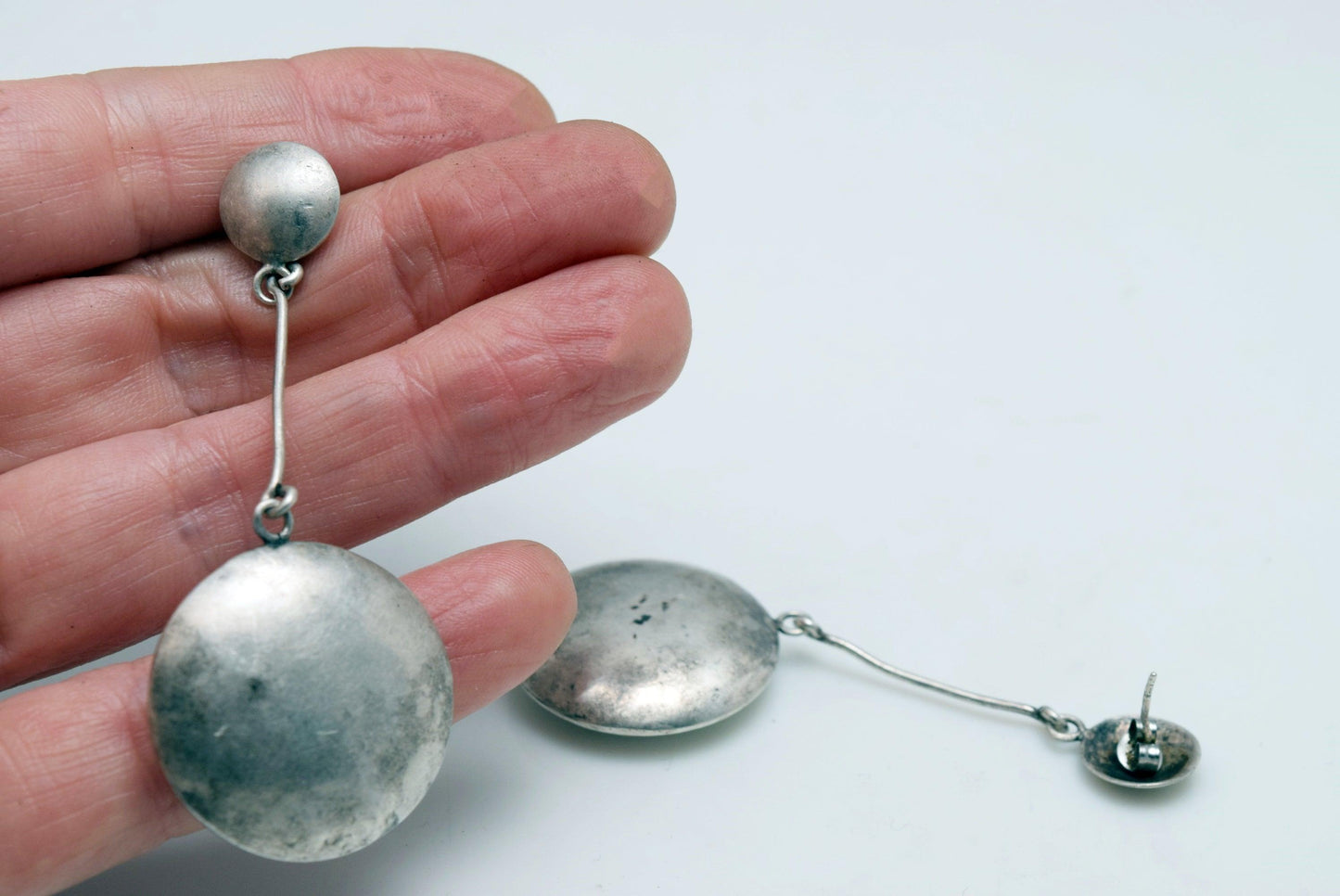 Vintage Sterling Silver Pendulum Earrings from Bali - Anteeka