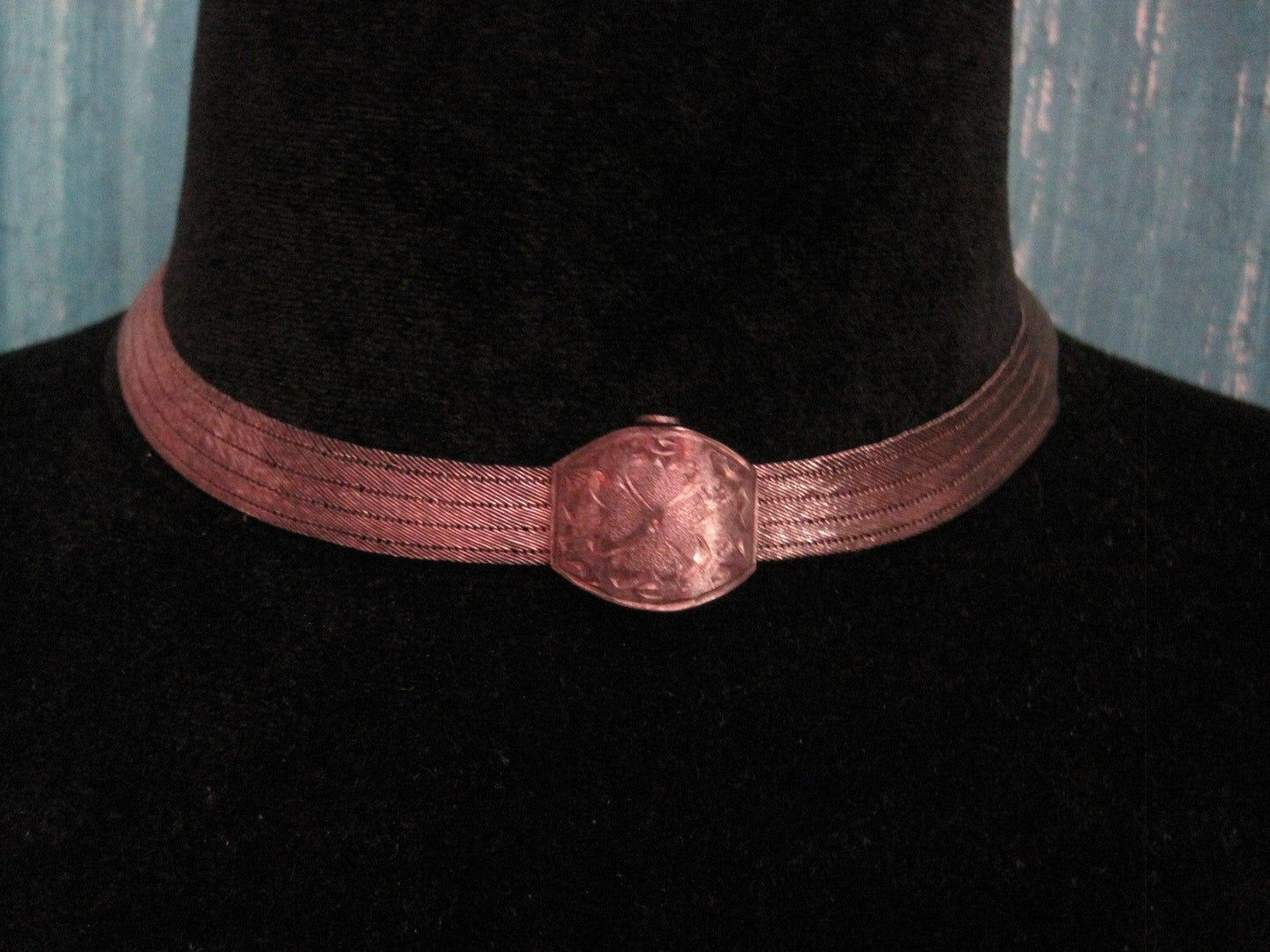 Vintage Trabzon Turkish Hand Woven Silver Choker Necklace - Anteeka