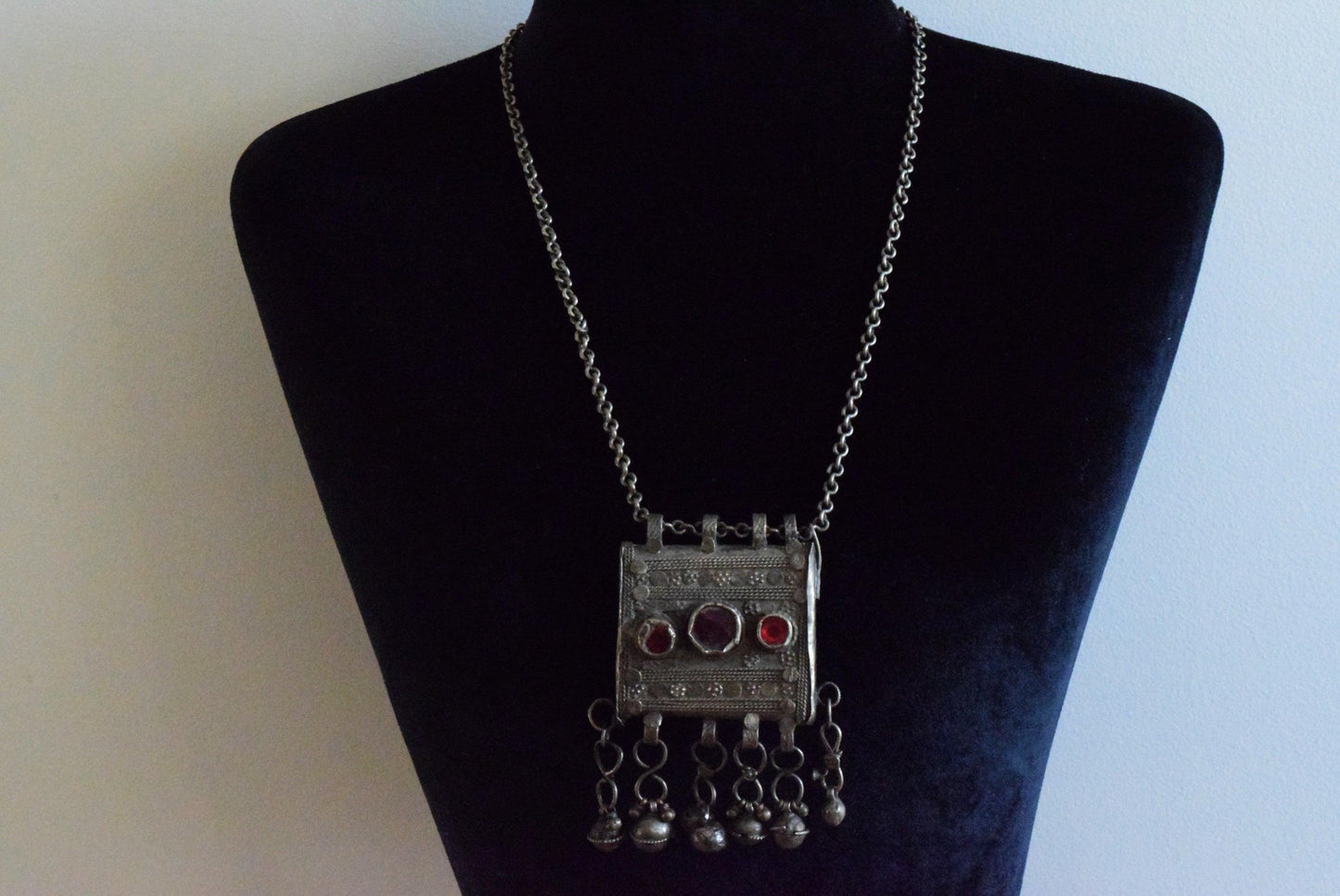 Vintage Yemeni Bedouin Square Amulet Holder Necklace - Anteeka