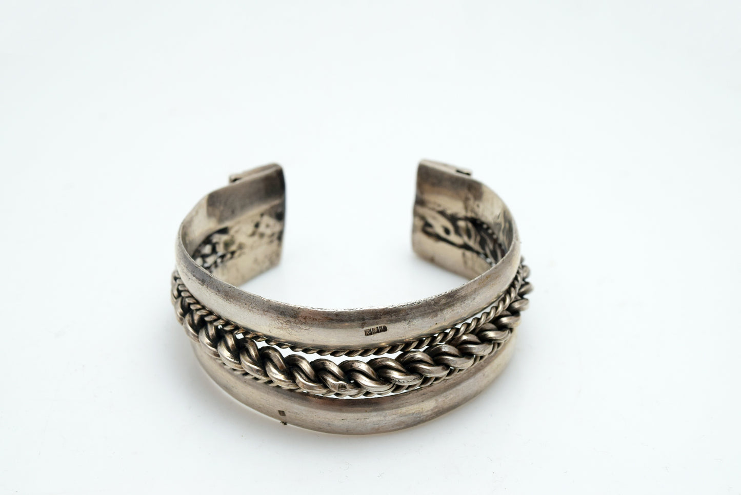 Vintage Silver Bedouin Egyptian or Palestinian Cuff Bracelet 1940-1941