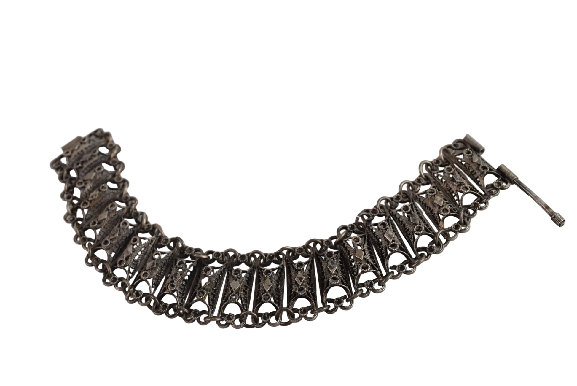 Silver bracelet on a white background