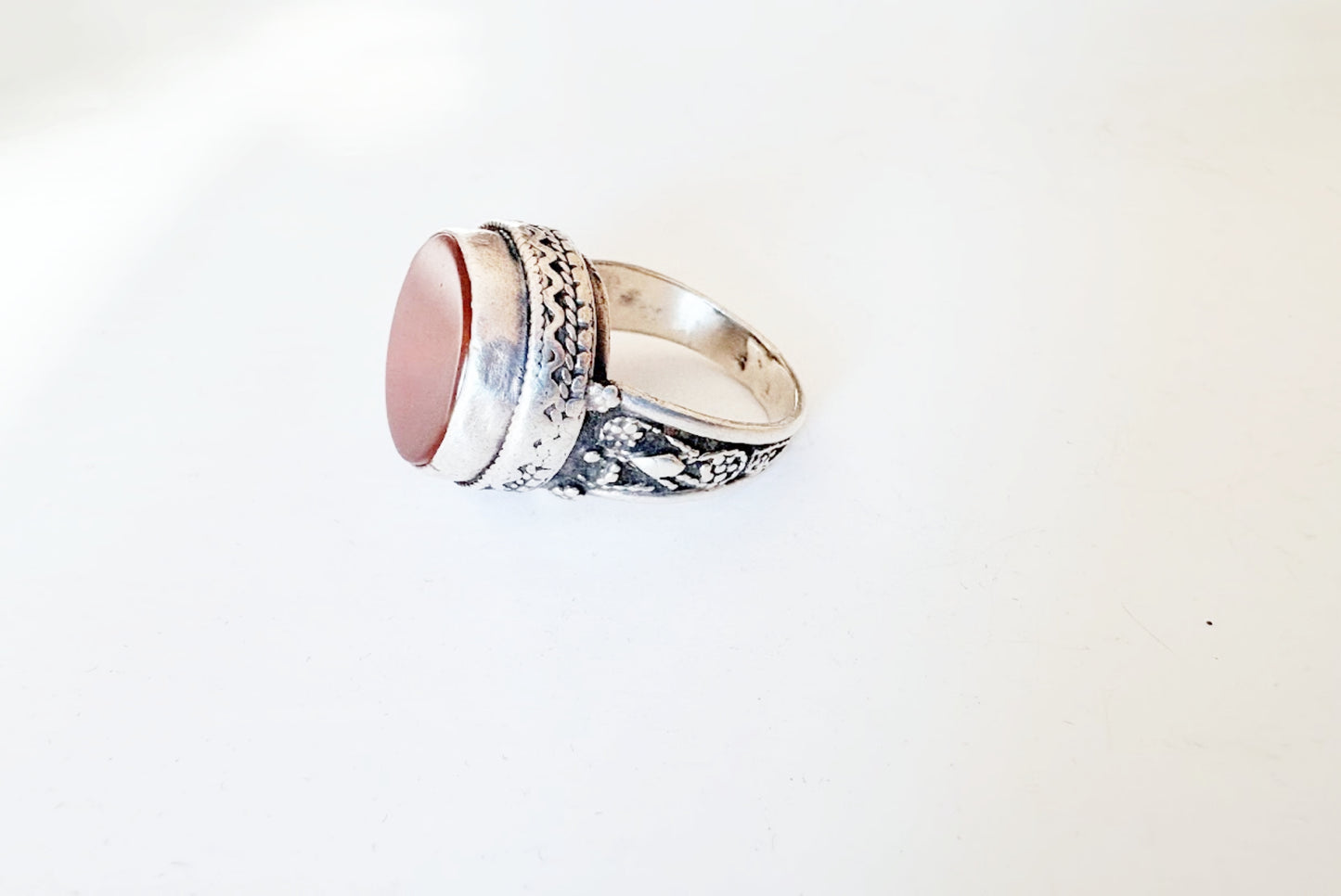 Vintage Silver and Carnelian Ring Size 8 3/4