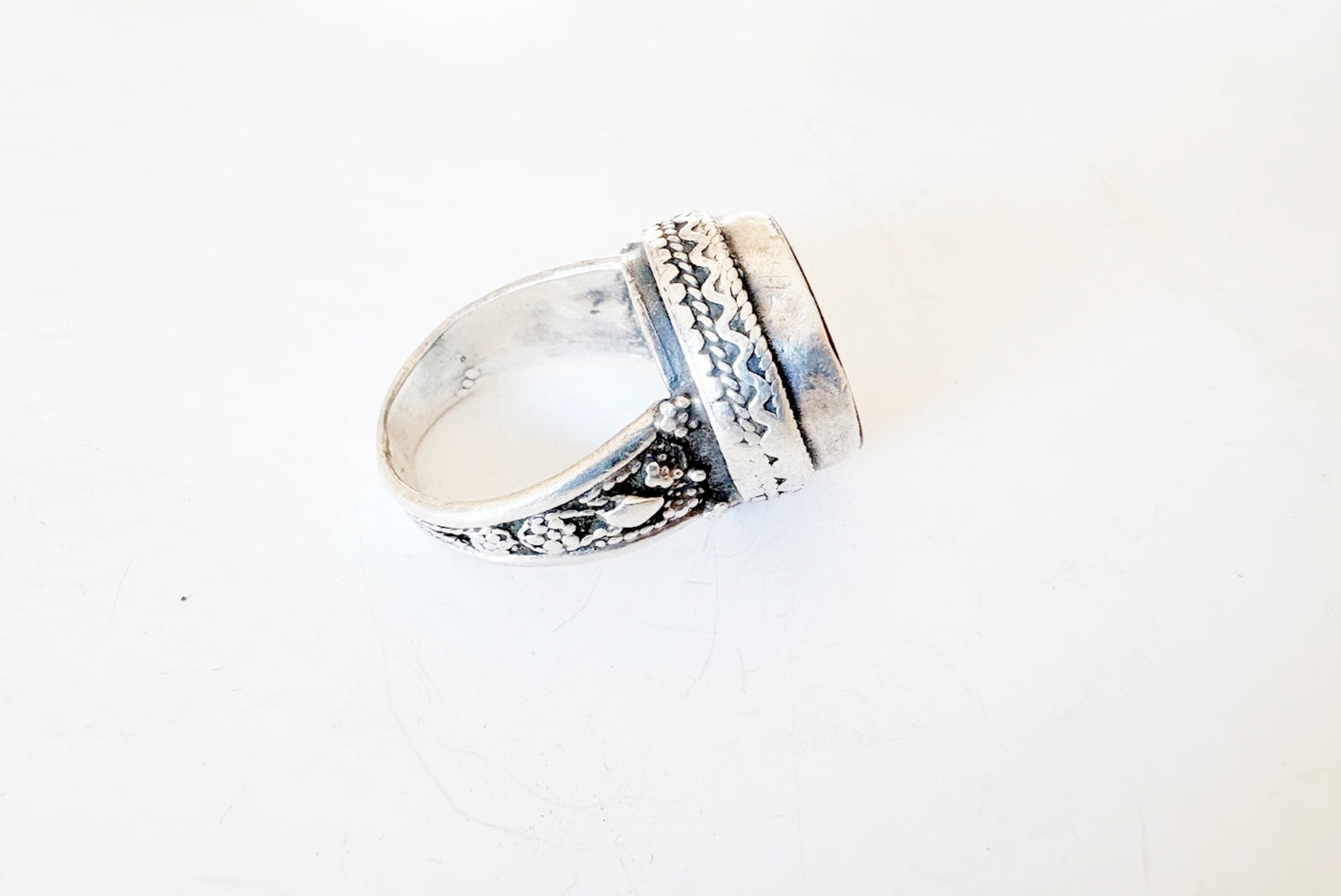 Vintage Silver and Carnelian Ring Size 8 3/4