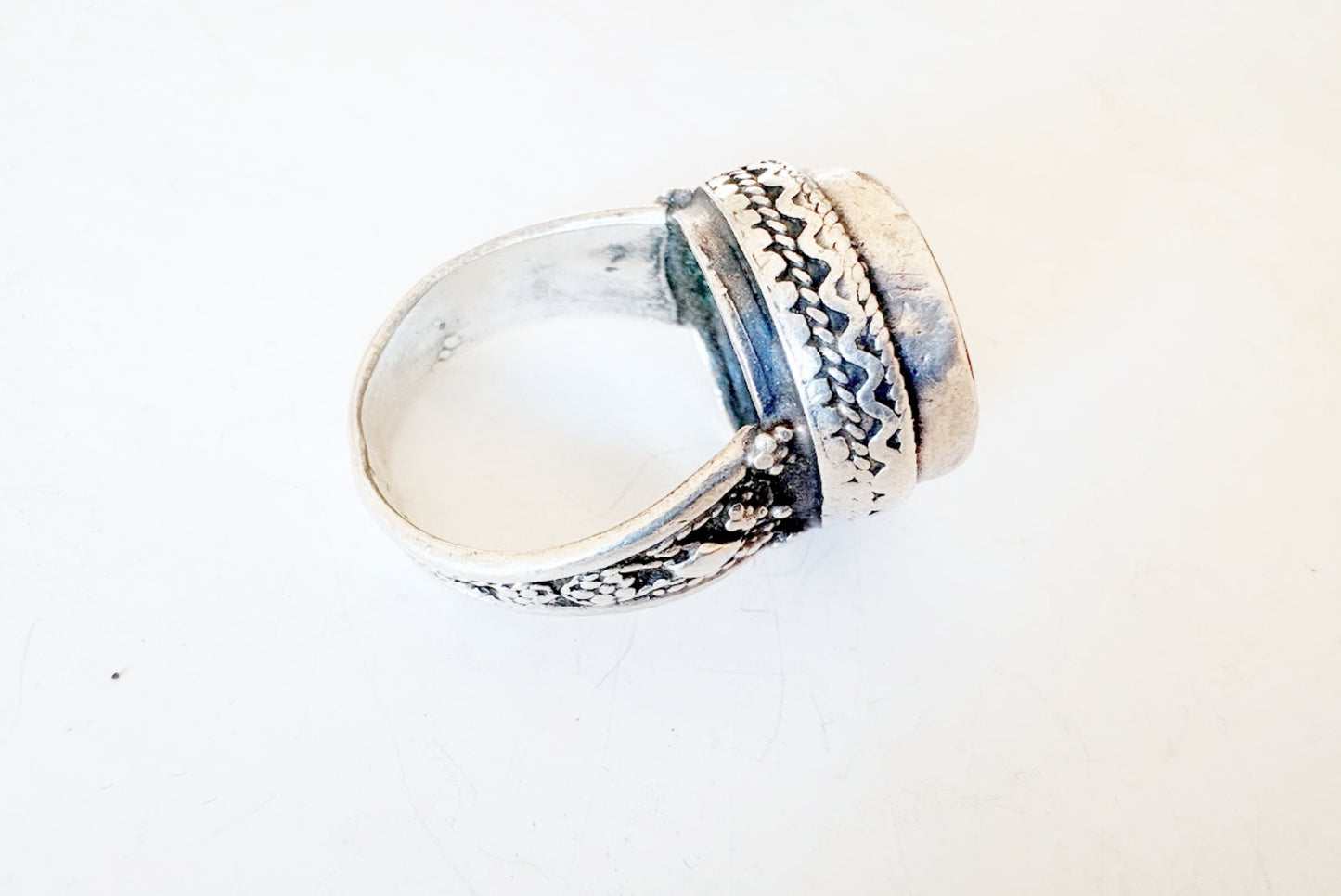 Vintage Silver and Carnelian Ring Size 8 3/4