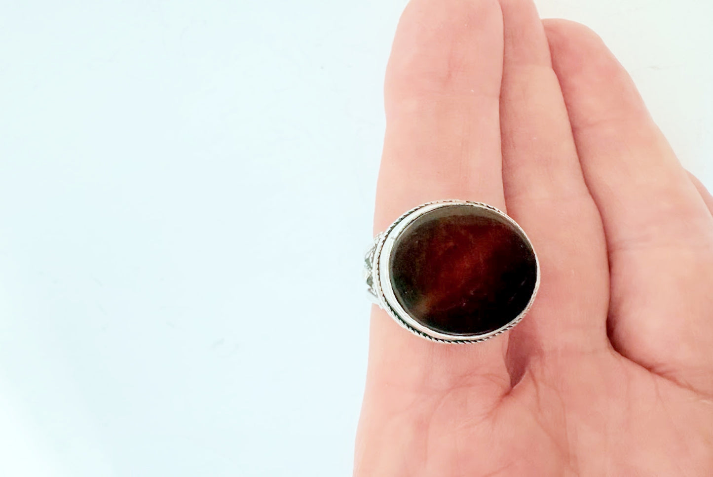 Vintage Silver and Carnelian Ring Size 8 3/4