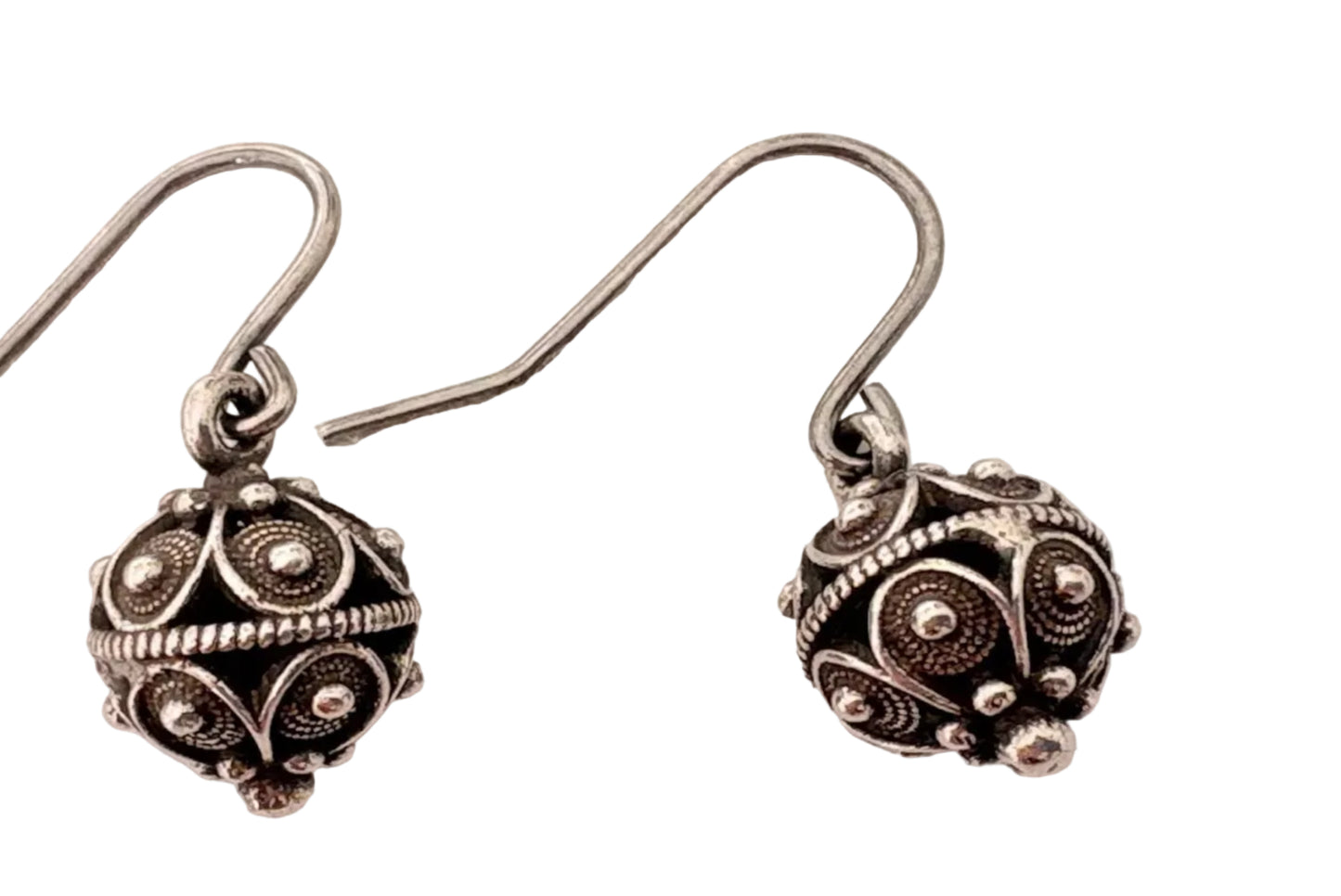 Vintage Small Balkan Silver Filigree Earrings