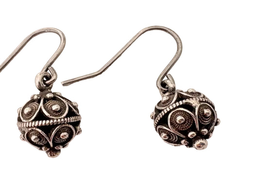 Vintage Small Balkan Silver Filigree Earrings