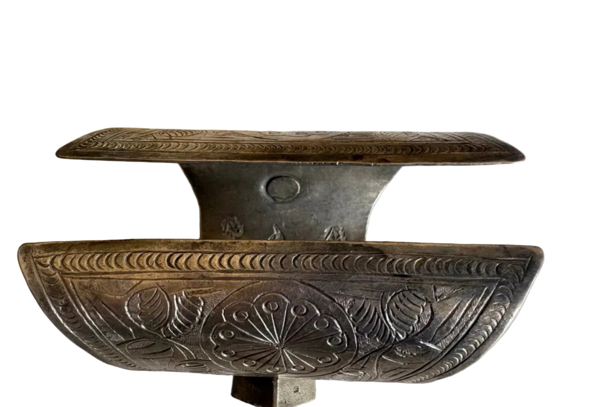Berber flared  silver cuff on white background