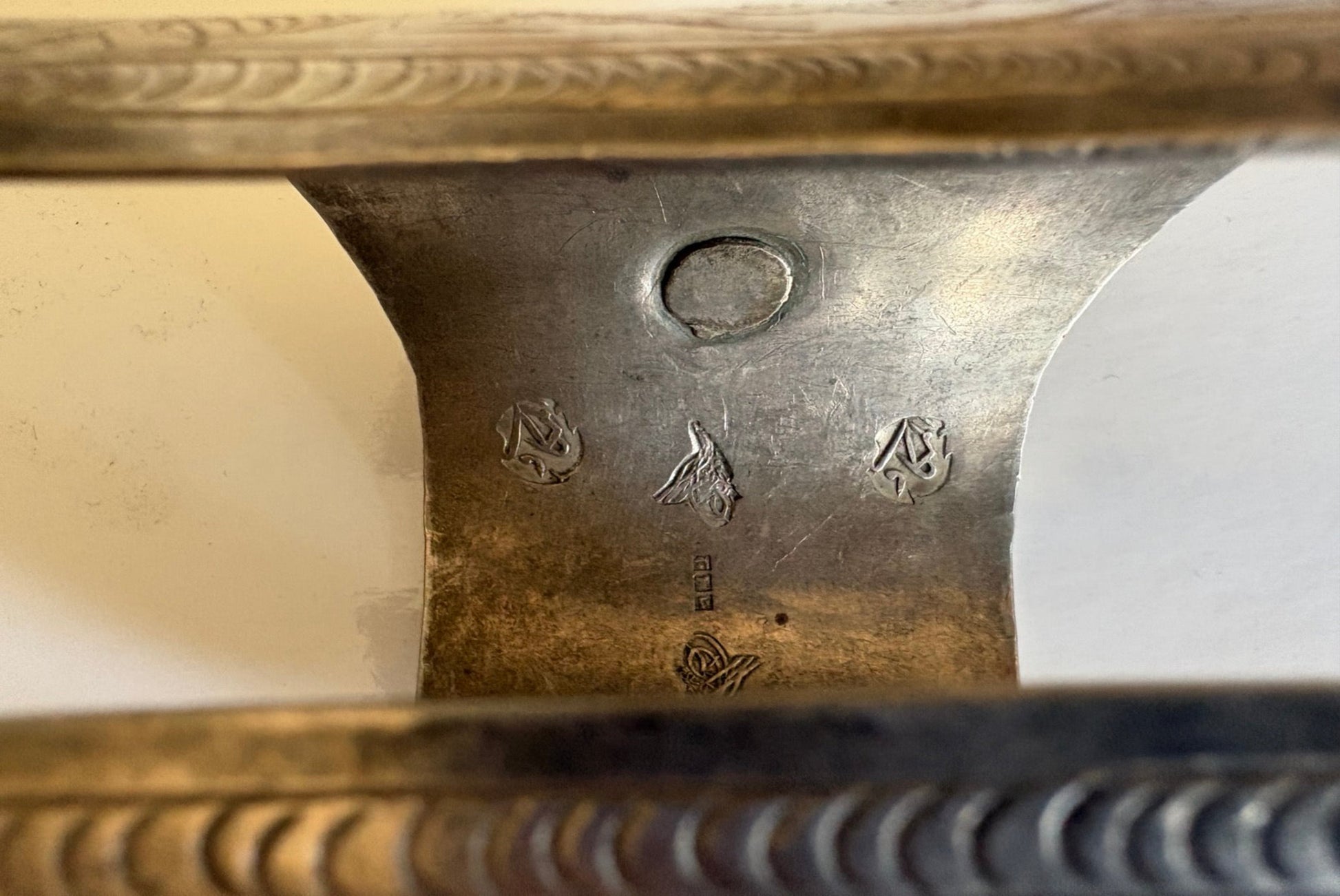Close-up of Muhammad Al Makkawi silver stamp.
