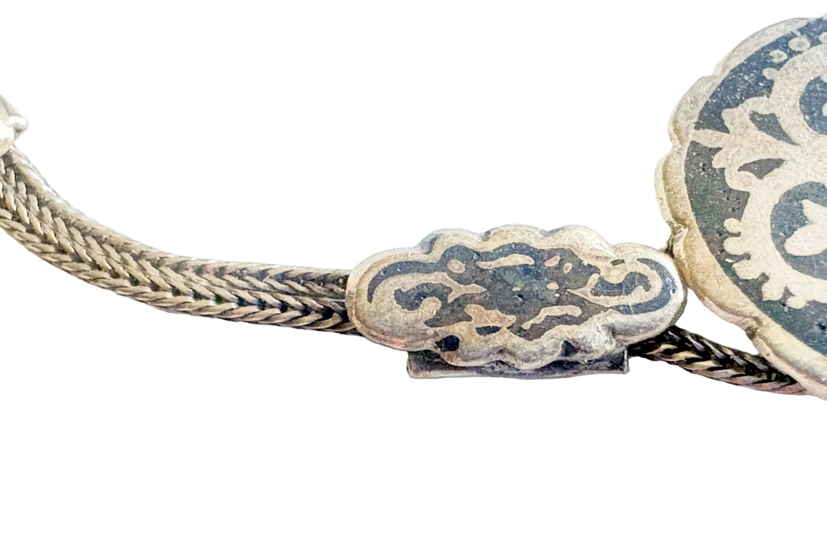 Details of silver and niello bracelet
