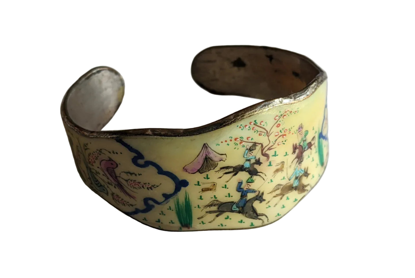 Decorative bracelet with colorful patterns on a white background