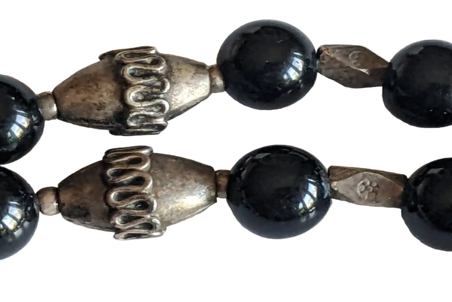 Vintage Silver and Onyx Egyptian Choker Necklace