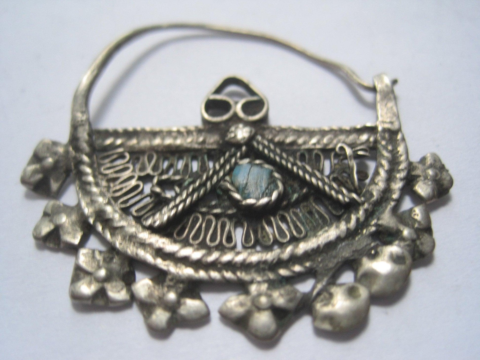 Antique Bedouin Filigree Crescent Islamic Earrings - Anteeka