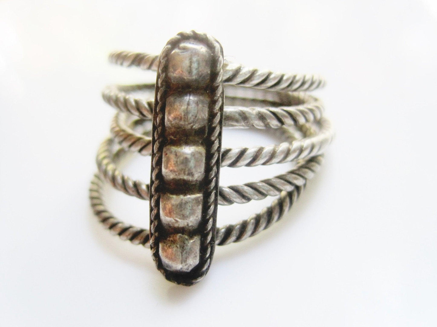 Antique Central Asian Silver Multi Band Ring Size 10 - Anteeka