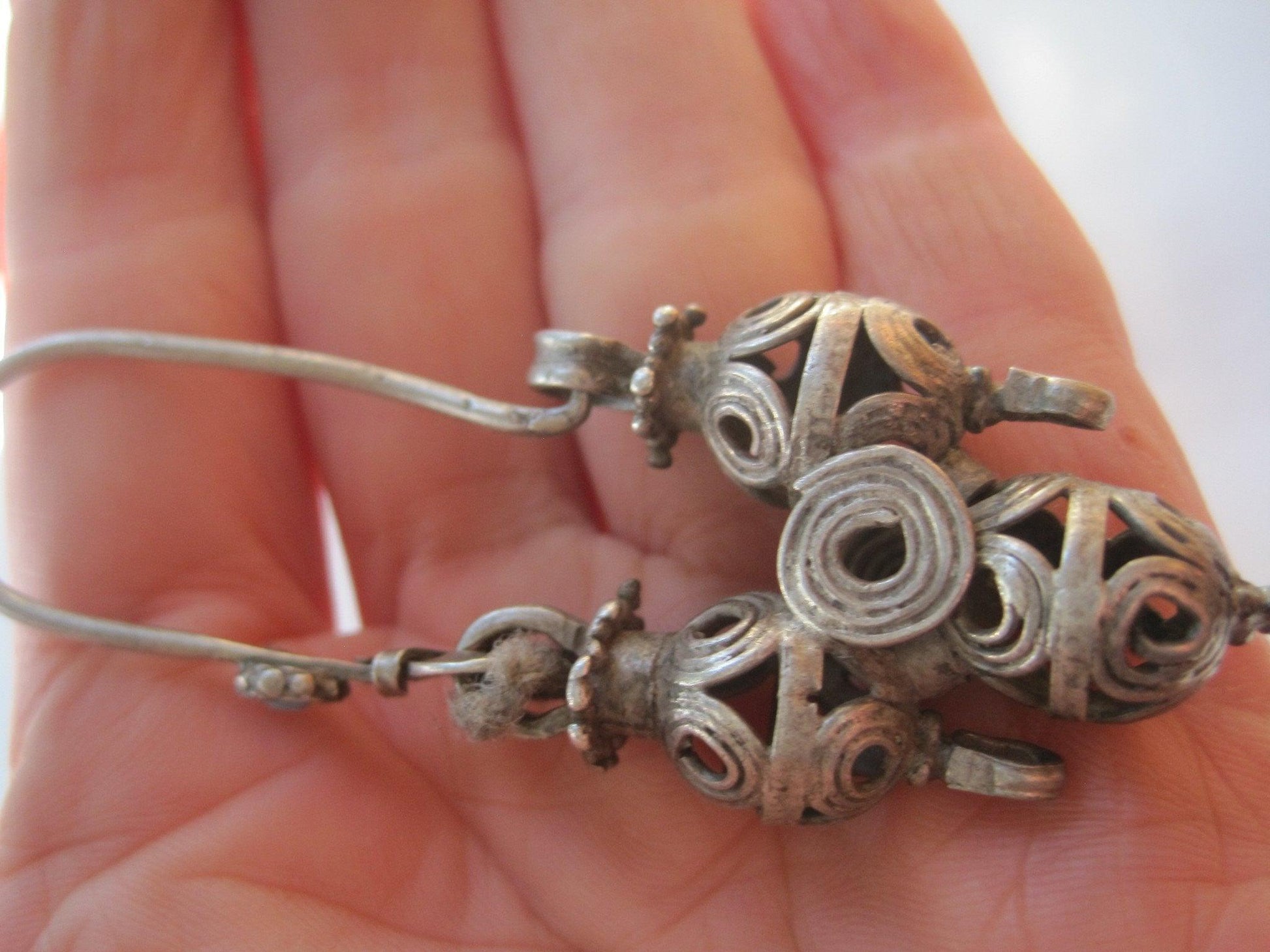 Antique Central Asian Silver Tajik Earrings - Anteeka