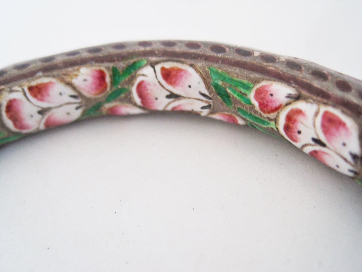 Antique Indian Enamel and Silver Bracelet or Kada - Anteeka