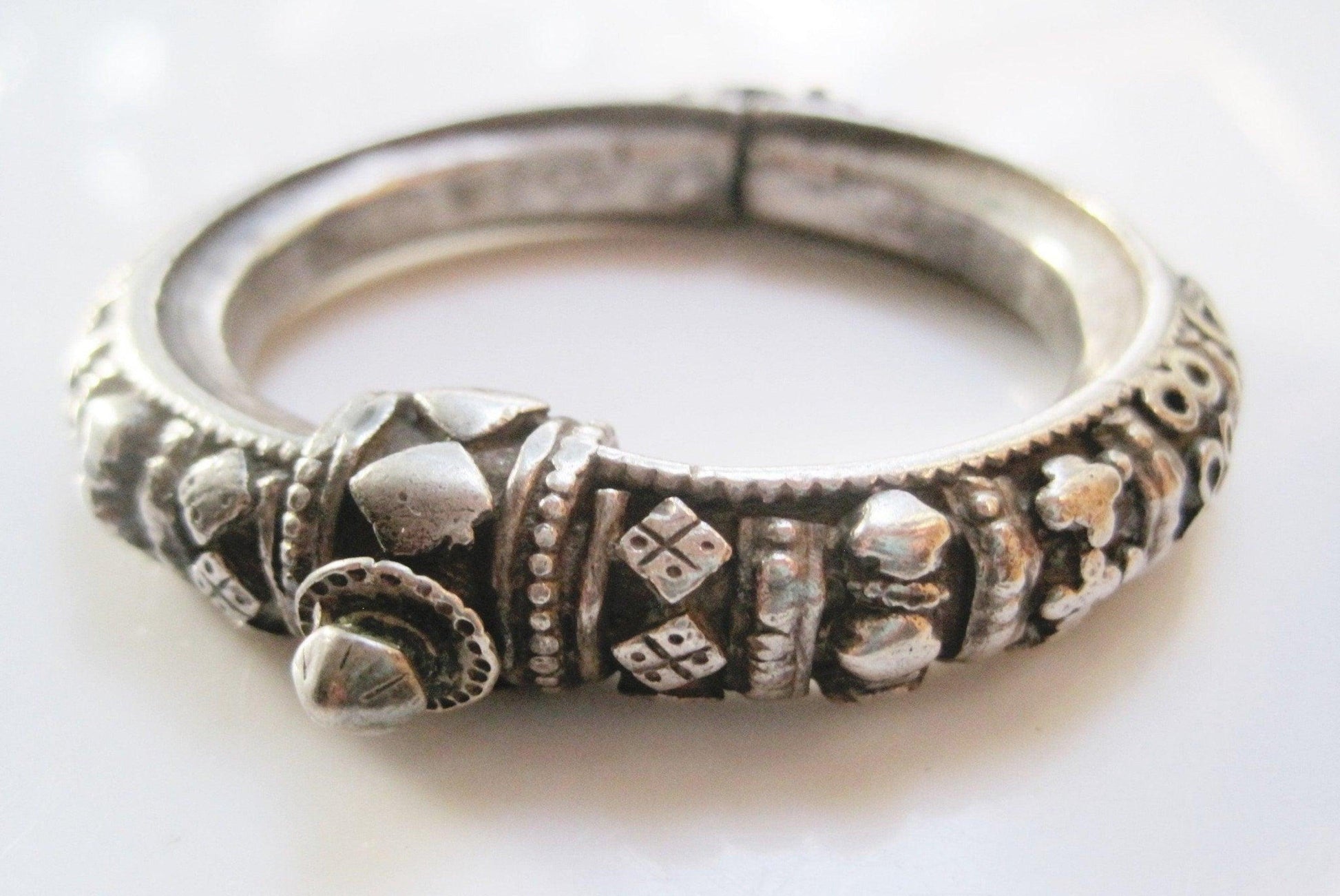 Antique Indian Silver Bracelet for Small Wrist - Anteeka