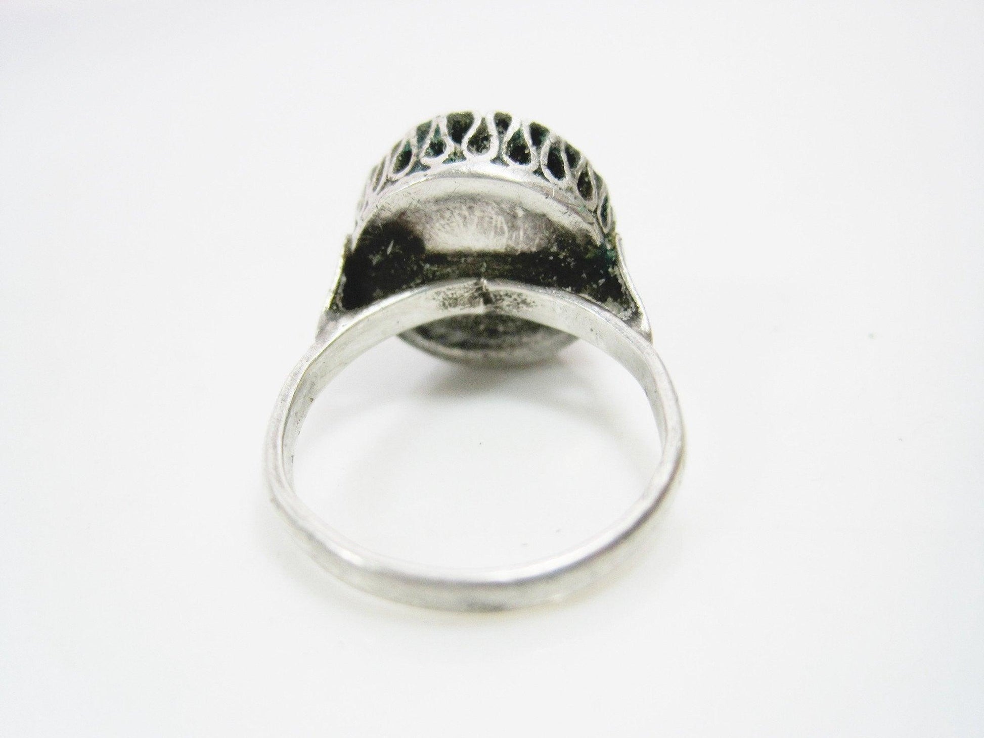 Antique Ottoman Balkan Silver Filigree Ring Size 6 - Anteeka