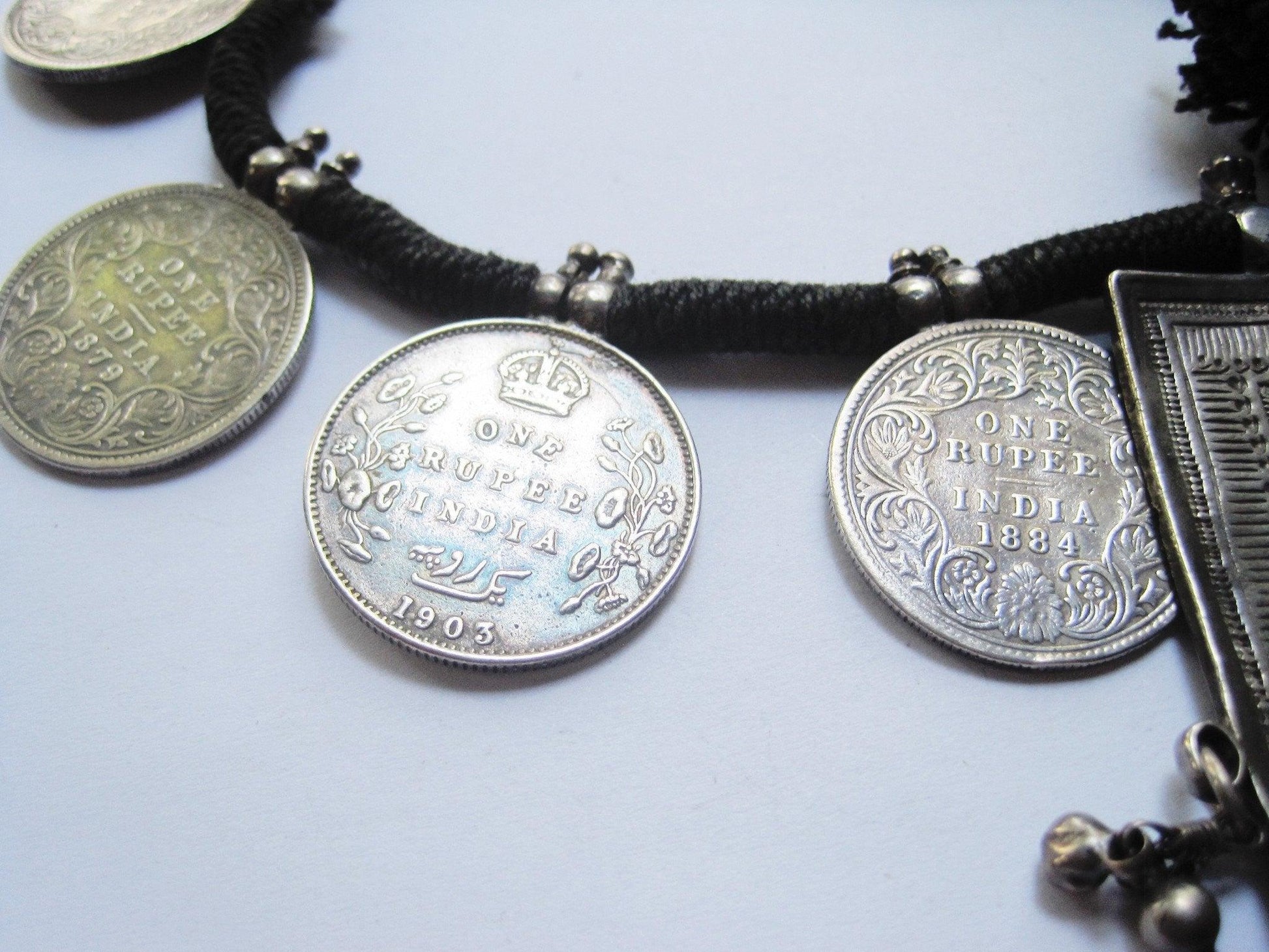 indian silver coin necklace