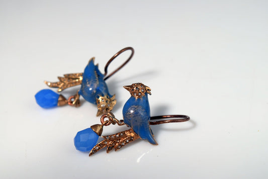 Enamel bird earrings